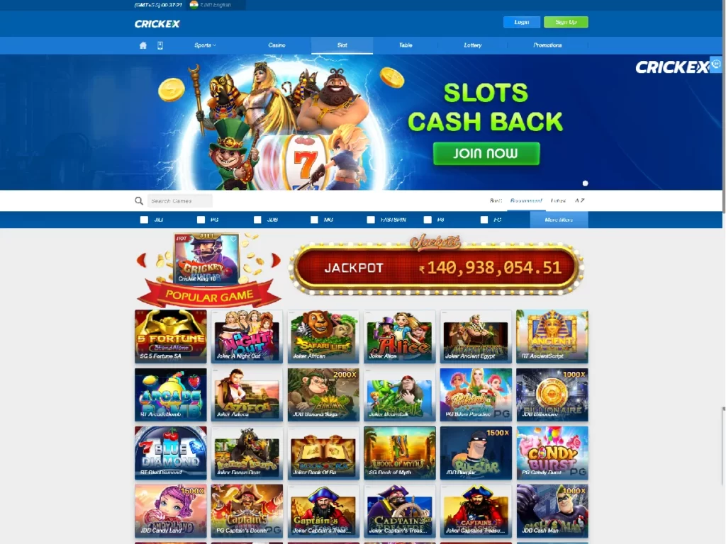 Crickex website screenshot 1